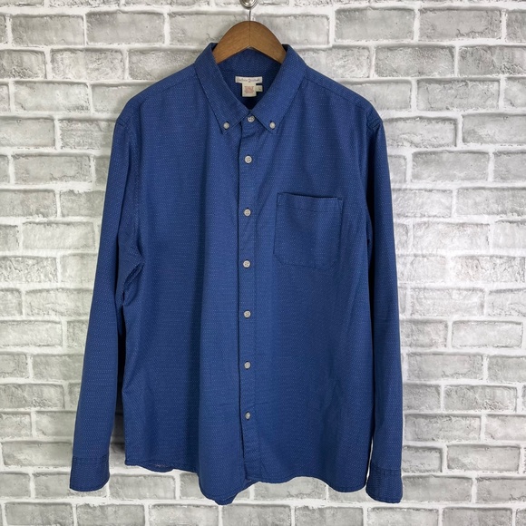 Carbon 2 Cobalt Primary Navy Pink Polka Dot Button LS Down Shirt Mens Large - Picture 2 of 8